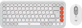 Klaviatūros ir pelės rinkinys Logitech POP Icon Combo — Mini Bluetooth QWERTZ klaviatūra, US International/Vokiečių išdėstymas, Oranžinė/Balta, pelė įtraukta