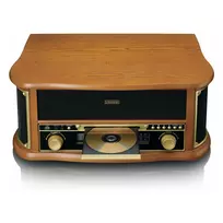 Pavarų diržu varomas patefonas Lenco TCD-2551WD Wood su Bluetooth, CD, kasetėmis, AM/FM, USB kodavimu, 33/45/77 aps./min.