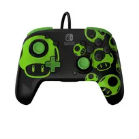 Žaidimų pultas PDP REMATCH Wired Controller 1-Up Glow in the Dark, skirtas Nintendo Switch, USB, 3 m laidas, D-pad, Home mygtukas, juoda/žalia