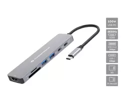 Conceptronic DONN28G 7-in-1 USB 3.2 Gen 1 dokų stotelė, 4K60Hz HDMI, USB-A 5Gbps x 2, USB-C 5Gbps, SD, TF/MicroSD, 100W USB PD