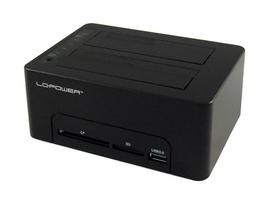 LC Power LC-DOCK-U3-CR - HDD-Dockingstation mit Netzanzeige, Ein/Aus-Schalter, Klon-Funktion Schächte: 2 - 2.5 / 3.5 gemeinsam genutzt (6,4 cm/8,9 cm