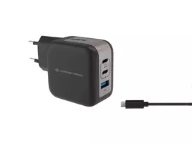 Conceptronic 3 prievadų 67W GaN USB PD įkroviklis su USB-C įkrovimo laidu, USB-C x 2, USB-A x 1, QC 3.0, PPS