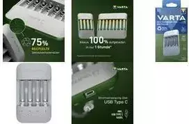 Varta Eco Charger Pro USB įkroviklis NiMH AA/AAA baterijoms, 1 val., pilka