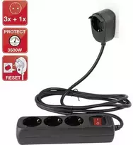 Ilgintuvas REV Multiple Socket Outlet 3+1 jungtys su jungikliu, 2 m laidas, juodas