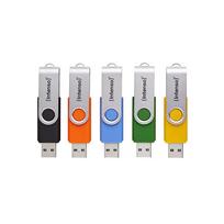 INTENSO Office Line USB atmintukų multipack 5×64GB, USB-A, USB 3.2 Gen 1, sukamas, įvairiaspalvis