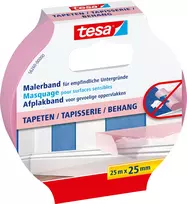 Tesa Maskavimo juosta tapetams, 25 m x 25 mm, rožinė