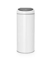Brabantia Touch Bin 30L apvali šiukšliadėžė iš plastiko ir nerūdijančio plieno, balta