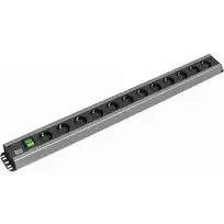 Bachmann 300.005 Maitinimo skirstytuvas 12 AC lizdų 2U juoda pilka