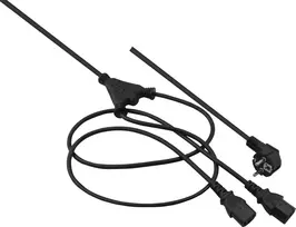 Maitinimo Y-kabelis helos 262674 — 2,0 m, 2× IEC C13 į 1× IEC C14, juodas