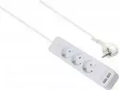 helos ADVANCED 3 lizdų prailgintuvas su USB įkrovikliu, baltas, 1,5 m laidas