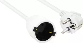 Prailginimo laidas Helos 262878 CEE 7/7 (kampinis kištukas) į CEE 7/7 (tiesi lizdas) 250V 16A 10m baltas
