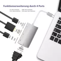 Dokavimo stotelė helos 288388 USB 3.1 Type-C su 4K HDMI, DVI ir VGA išėjimais