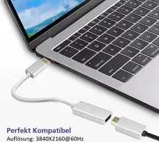 Adaptoriaus kabelis DisplayPort į HDMI Helos 4K sidabrinis — DisplayPort (vyriškas) į HDMI (moteriškas)