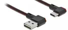 USB laidas DeLOCK EASY-USB 2.0 Type-A kištukas į Type-C kištuką kampuotas 0,2 m juodas