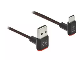 USB laidas DeLOCK EASY-USB 2.0 Type-A kištukas į Type-C kištuką kampuotas 0,2 m juodas