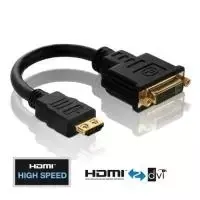 PureLink Basic+ HDMI / DVI Adapterkabel, vergoldet, HDMI St. A / 24+1pol DVI-D Bu., 0,1 m Hochwertiges Adapterkabel zum Anschluss von DVI-Kabeln an Ge