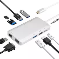 Docking stotelė helos 304265 USB 3.1 Type-C su HDMI, VGA, USB ir LAN