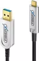 FiberX FX-I630-010 USB kabelis 10 m USB 3.2 Gen 1 USB-C USB-A juodas sidabrinis