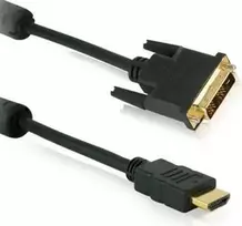 Helos 014851 HDMI į DVI-D 18+1 jungiamasis kabelis, Full HD, Single Link, su feritu, 1,0 m, juodos spalvos
