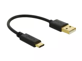DeLOCK USB įkrovimo laidas USB-A į USB-C 15 cm juodas