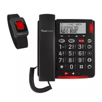 Laidinis analoginis telefonas amplicomms BigTel 50 Alarm Plus su skambučio numerio rodymu, tamsiai pilkas