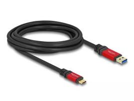 USB laidas DeLOCK 80619 Type-A į Type-C 10Gbps 3 m raudonas metalinis