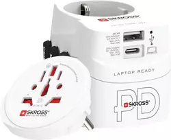 Kelioninis maitinimo adapteris SKROSS 1.302474 EU/FR/USA/UK/AU kištukams, 100–250 V AC, 7 A, USB 45 W