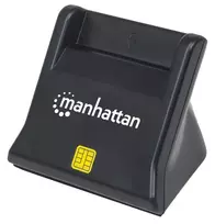 Manhattan USB-A Smart/SIM kortelių skaitytuvas, 480Mbps (USB 2.0), stalinis, juodas, 86 cm laidas, 3 metų garantija