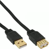 InLine USB 2.0 plokščias ilginamasis kabelis, A tipas kištukas / lizdas, auksuoti kontaktai, juodas, 5 m