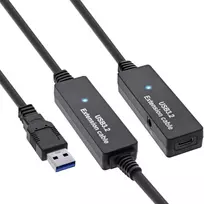 InLine USB 3.2 Gen.1 aktyvus ilginimo kabelis, USB-A kištukas į USB-C lizdą, 10 m