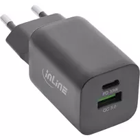 InLine USB maitinimo blokas, įkroviklis, USB-A + USB Type-C, 33W, PD + QC