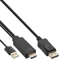 InLine HDMI į DisplayPort keitiklio laidas, 4K, juodas/auksinis, 1 m