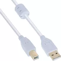InLine USB 2.0 laidas A tipas (vyriškas) / B tipas (vyriškas), auksuoti kontaktai, su feritu, baltas, 1 m