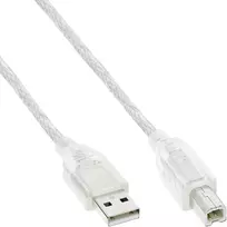 USB 2.0 laidas A tipo (vyras) / B tipo (vyras) InLine 34535T 3 m permatomas