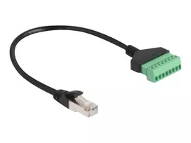 DeLOCK RJ45 kabelis Cat.6 kištukas į gnybtų bloką 30 cm juodas žalias
