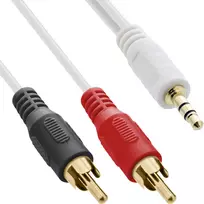 InLine garso kabelis 2x RCA vyriškas / 3,5 mm stereo vyriškas baltas/auksinis 1,5 m