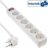 InLine 16465S 6-ių lizdų ilgintuvas su įžeminimu CEE 7/3, balta, 5 m