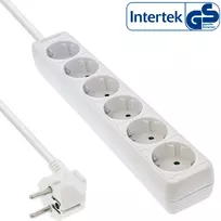 InLine 6-kių lizdų ilgintuvas su įžeminimu CEE 7/3, baltas, 5 m