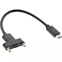InLine USB 3.2 Gen.2 C kištukas / lizdas su flanšu, juoda, 0,20 m