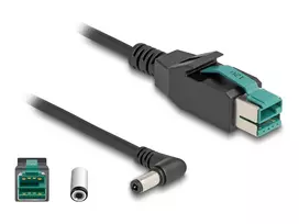 DeLOCK PoweredUSB kabelis vyriškas 12 V į DC 5,5 x 2,5 mm vyriškas kampuotas 1 m