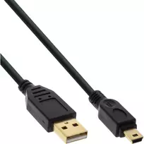 InLine USB 2.0 Mini laidas, A tipo kištukas / mini-B kištukas (5 kontaktų), juodas/auksinis, 2 m