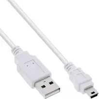 InLine USB 2.0 Mini laidas, A tipo / mini-B (5 kontaktų), baltas, 1 m