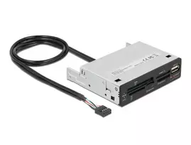 DeLOCK 91708 kortelių skaitytuvas USB 2.0 vidinis juodas pilkas CF SD MicroSD