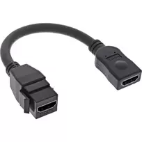 InLine HDMI Keystone adapterio laidas 4K/60Hz, HDMI A lizdas/lizdas, juodas, 0,2 m