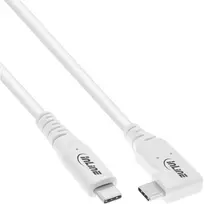 InLine USB4 laidas, USB-C, vienas galas kampuotas, PD 240W, 8K60Hz, TPE, baltas, 0,5m
