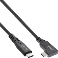 InLine USB4 kabelis, USB-C, vienas kampinis, PD 240W, 8K60Hz, TPE, juodas, 0,5m