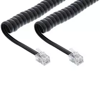 Telefono spiralinis laidas InLine RJ10 4P4C 18893 2m juodas