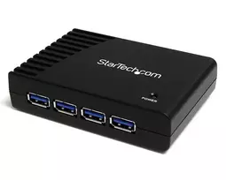 StarTech.com 4 prievadų juodas SuperSpeed USB 3.0 šakotuvas, USB 3.2 Gen 1 (3.1 Gen 1) Type-A, 5000Mbit/s, juodas, su maitinimu, 5 V, 2 A