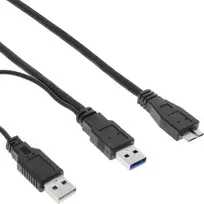 InLine USB 3.2 Gen.1 Y-laidas 2x Type A vyras / Micro B vyras, juodas, 1,5 m