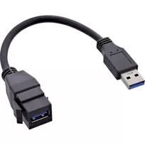 USB 3.2 Gen1 adapterio laidas InLine 76206C 0,2 m USB A kištukas – Keystone lizdas